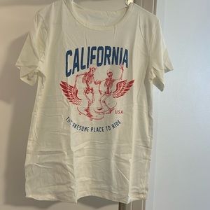 white/cream california skeleton tshirt
